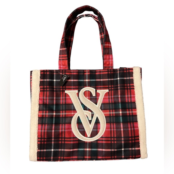 Victoria’s Secret Cloth/Sherpa Holiday Tote Bag - Picture 1 of 5